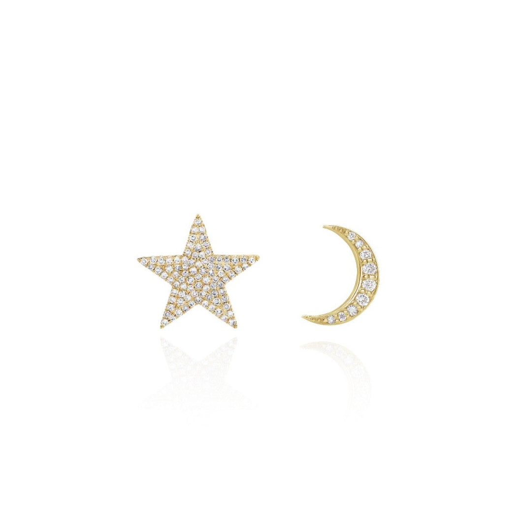 Diamond star stud earrings for women in Dubai fine certified diamond jewellery with free delivery in UAE