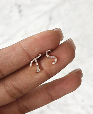Zeeana Diamond Initial Ear Studs