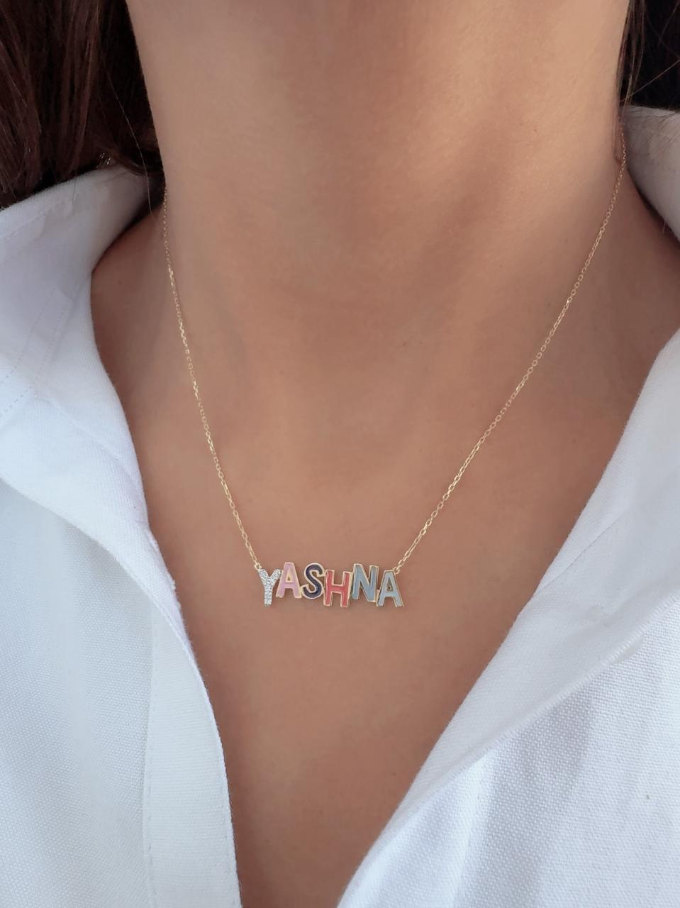 Zeeana Diamond and Enamel Necklace