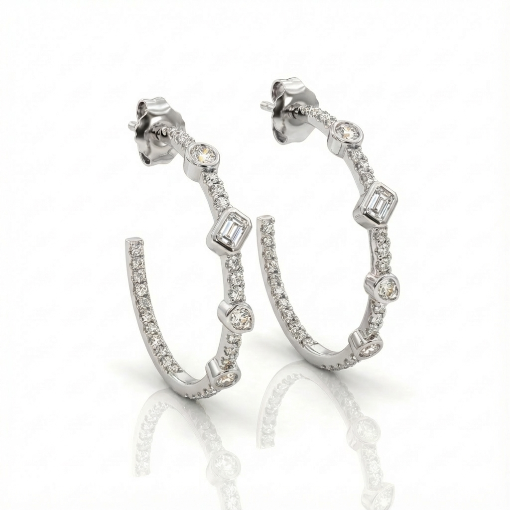 Timeless essentials Multi Shape Diamond Hoops