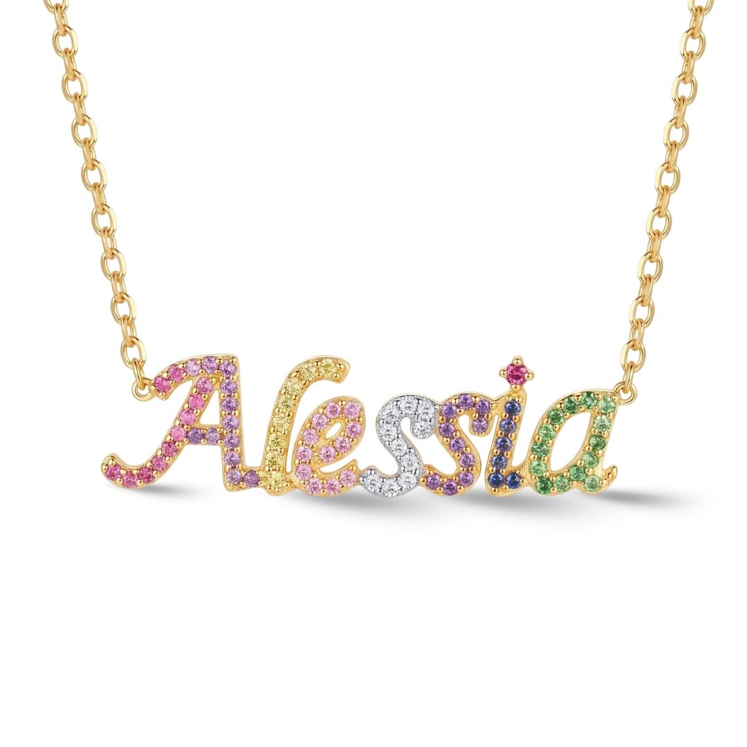 Zeeana Rainbow Multicolor Name Necklace