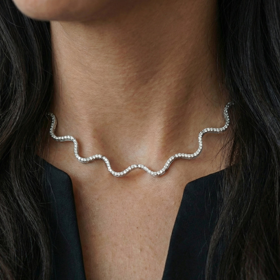 Wave Tennis Necklace