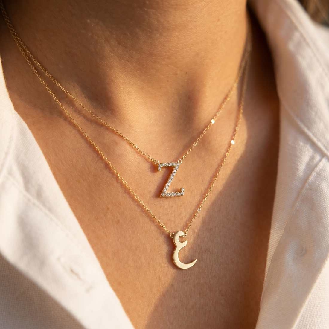 Zeeana Diamond Alphabet Necklace