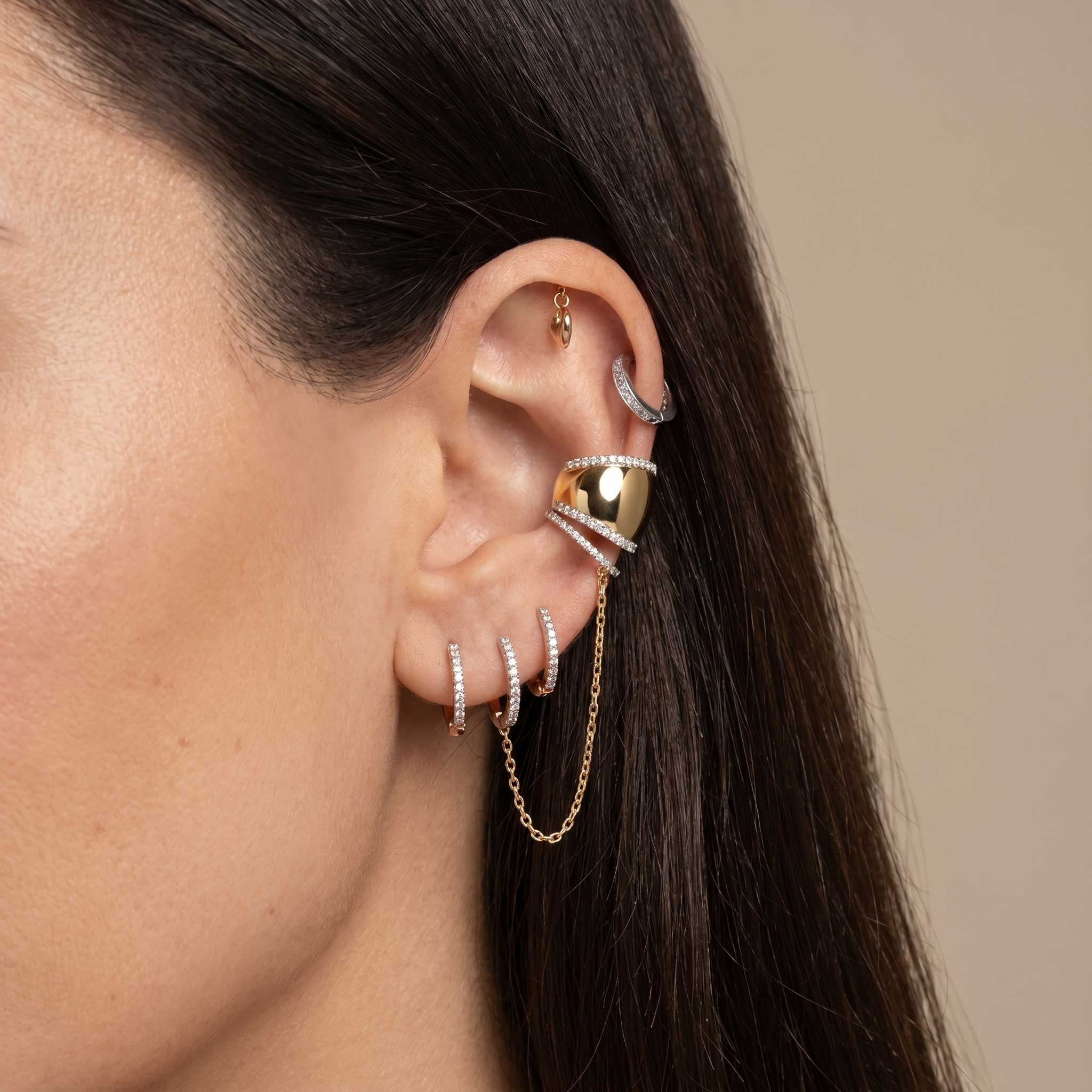 Gilded Chunky Diamond Ear Cuff
