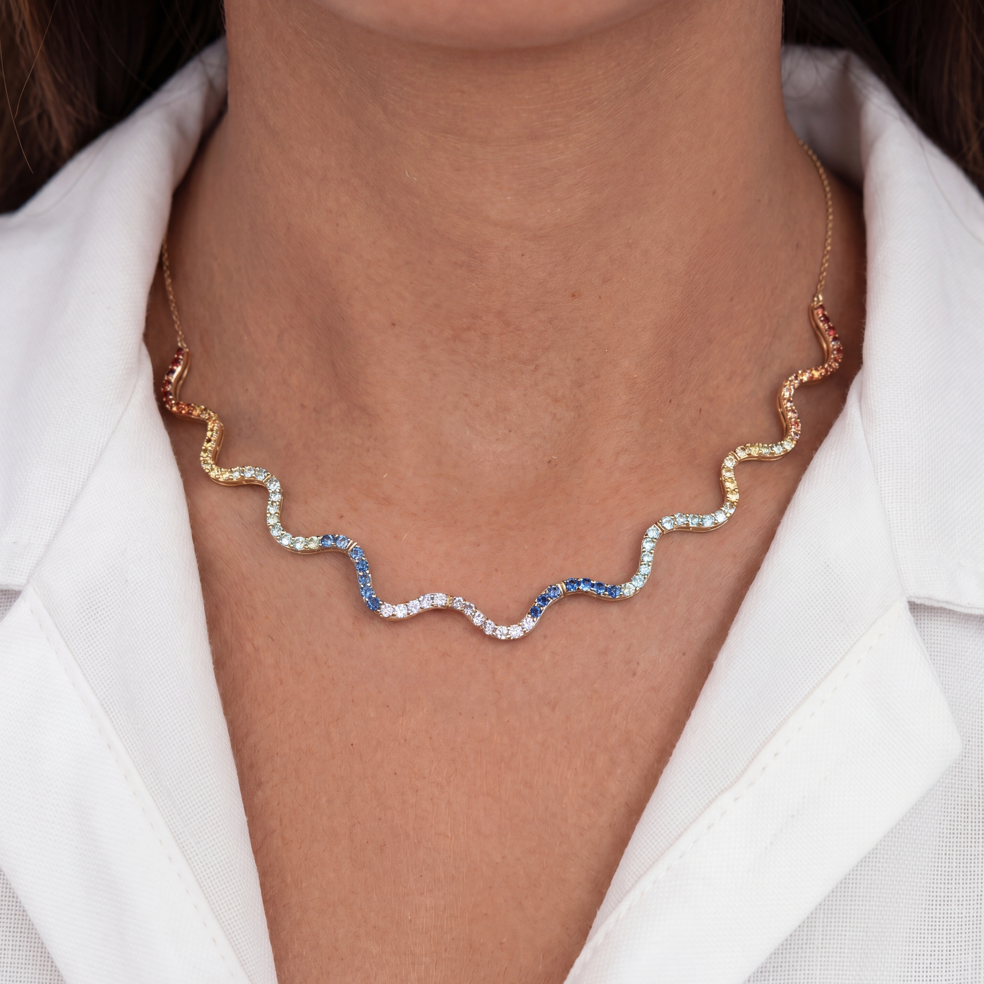 Wave Tennis Necklace