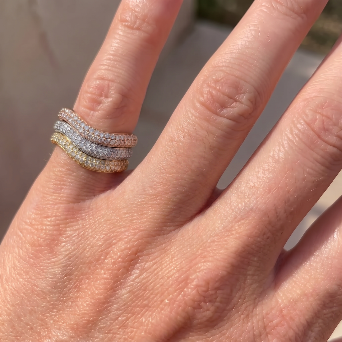 Trio Waves Diamond Pinky Ring