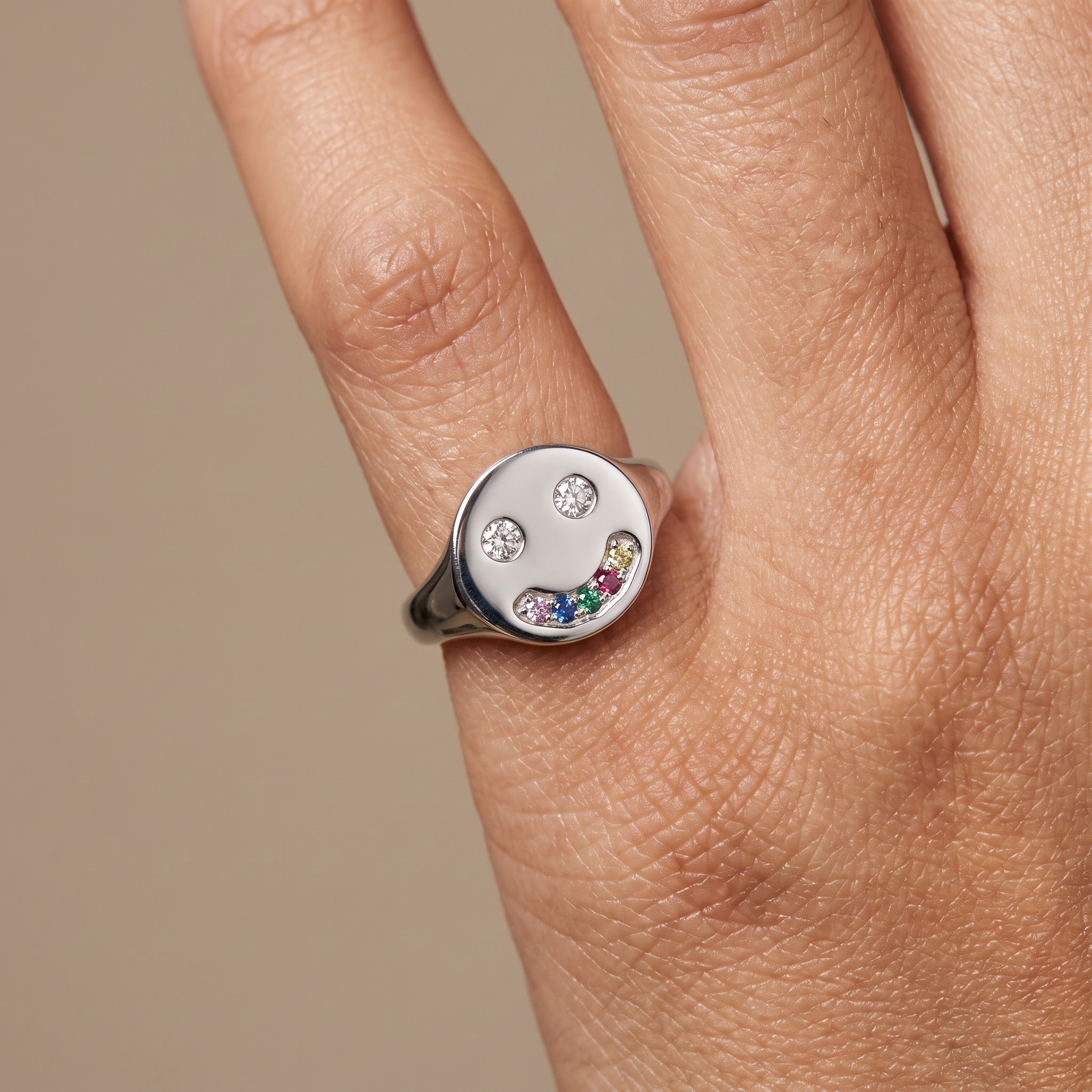 Smiley Diamond & Gemstone Ring