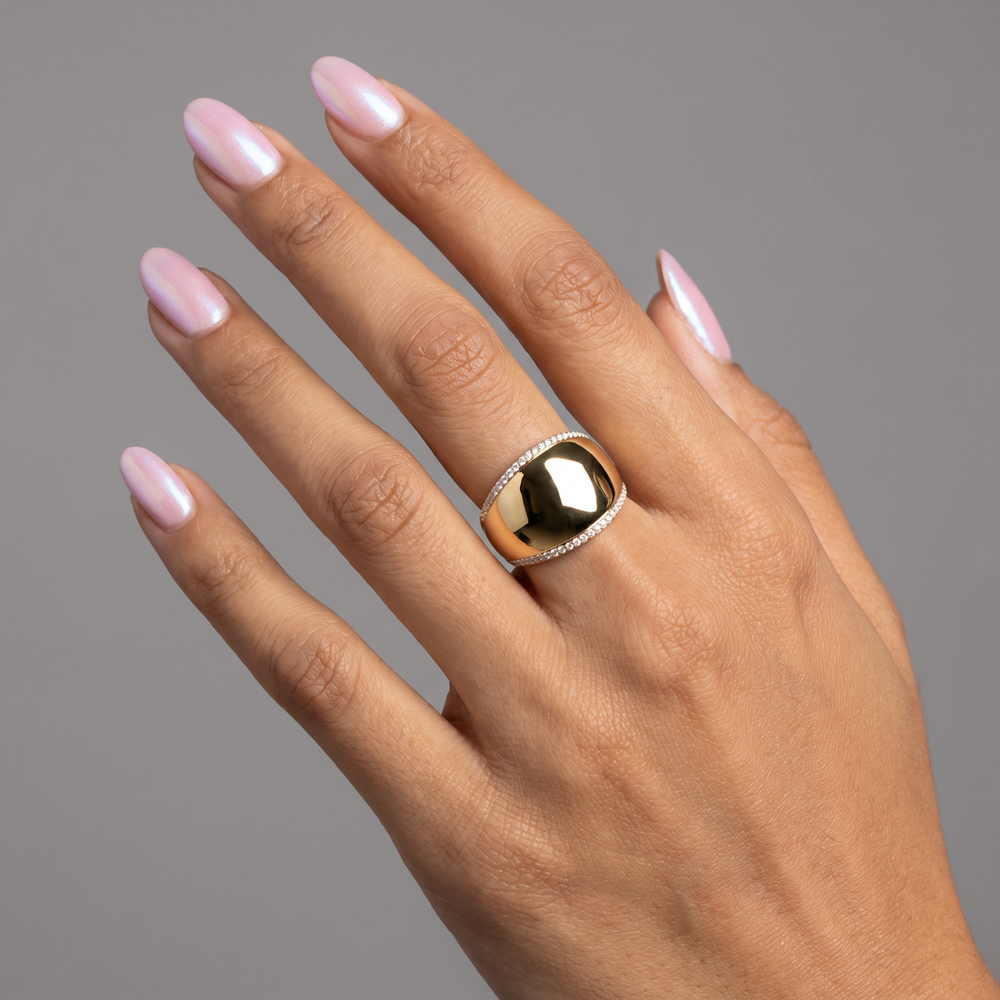 Gilded Chunky Diamond Statement Ring