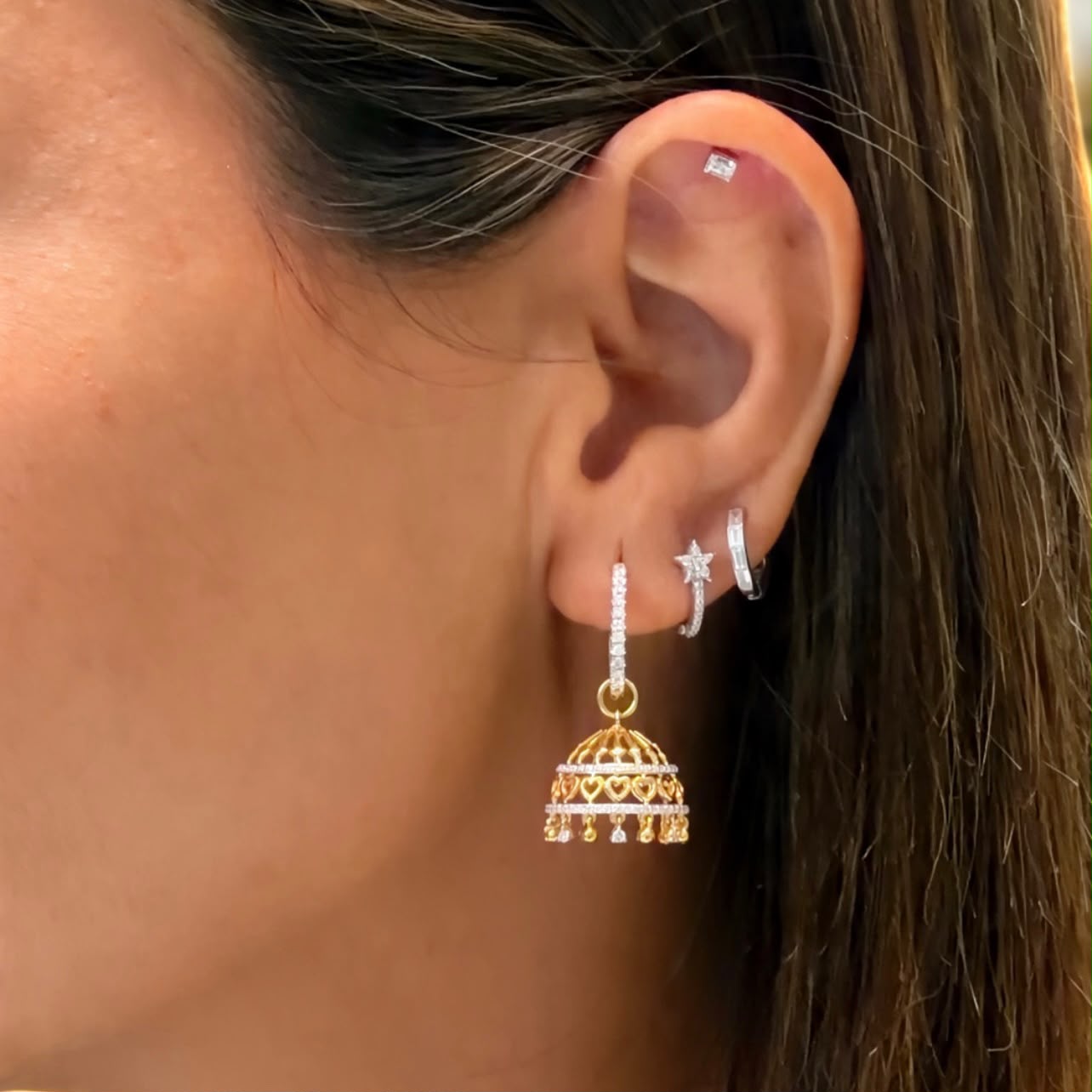 Seven Diamond Elegance Jhumka Earings