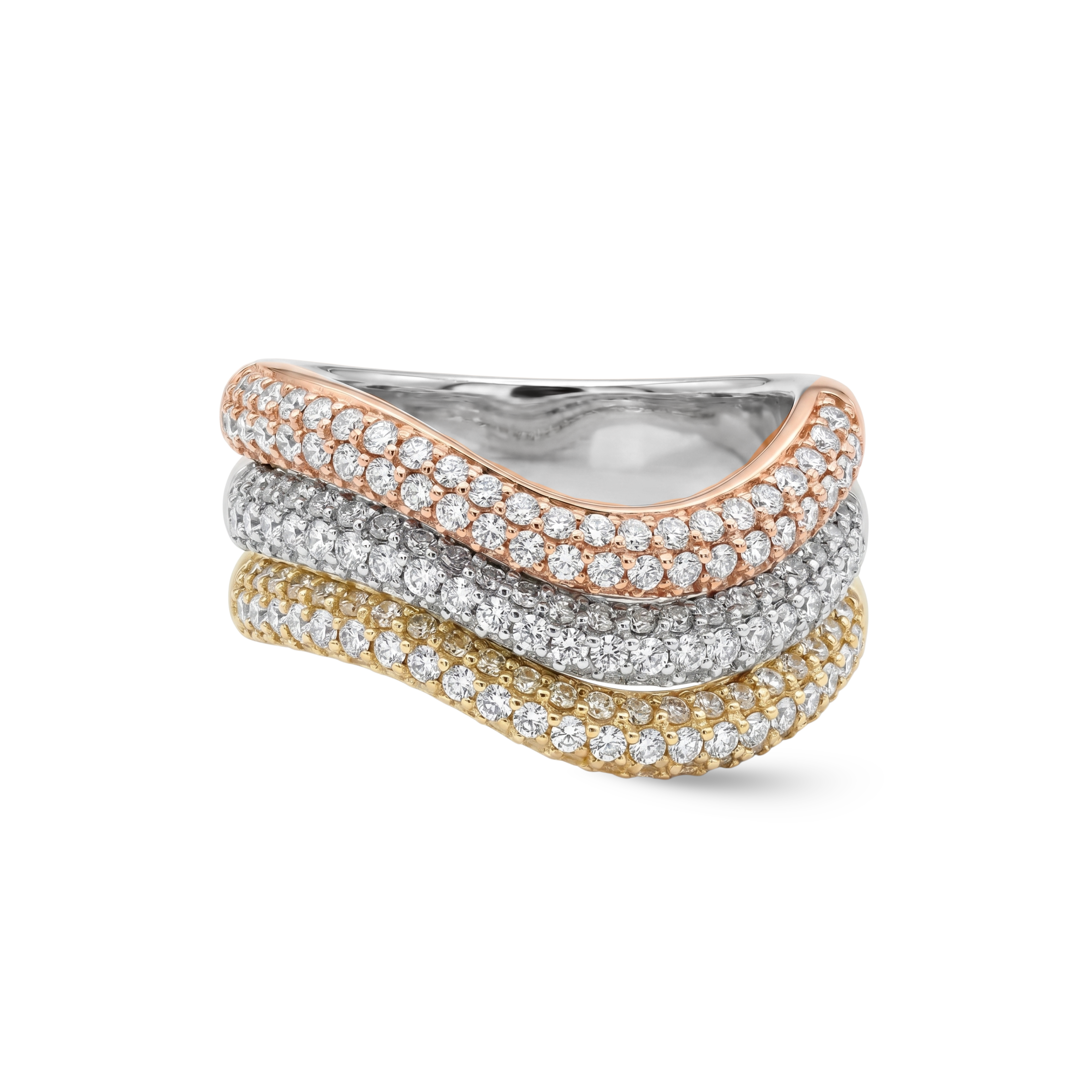Trio Waves Diamond Pinky Ring
