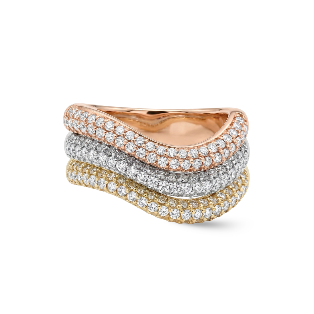Trio Waves Diamond Pinky Ring