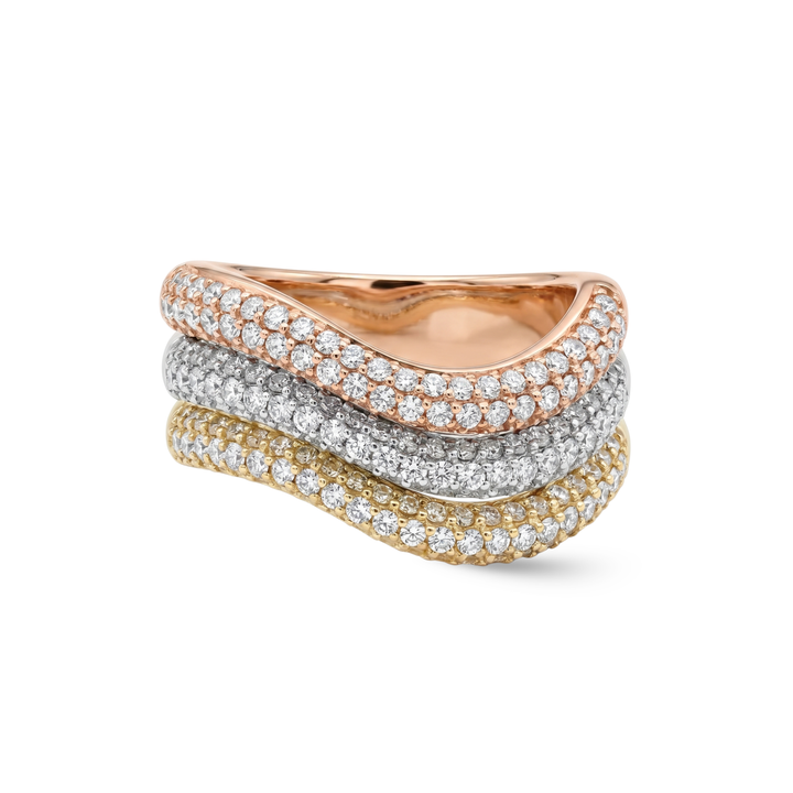 Trio Waves Diamond Pinky Ring