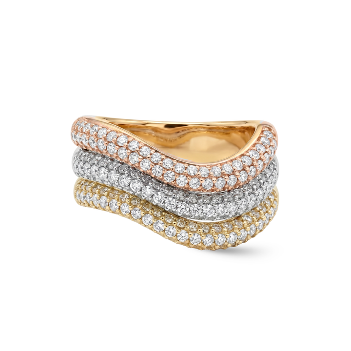 Trio Waves Diamond Pinky Ring