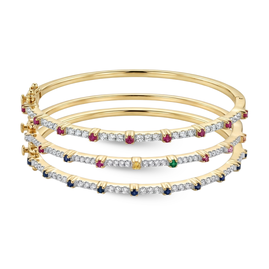 Eternity Diamond and Precious Stone Bangle
