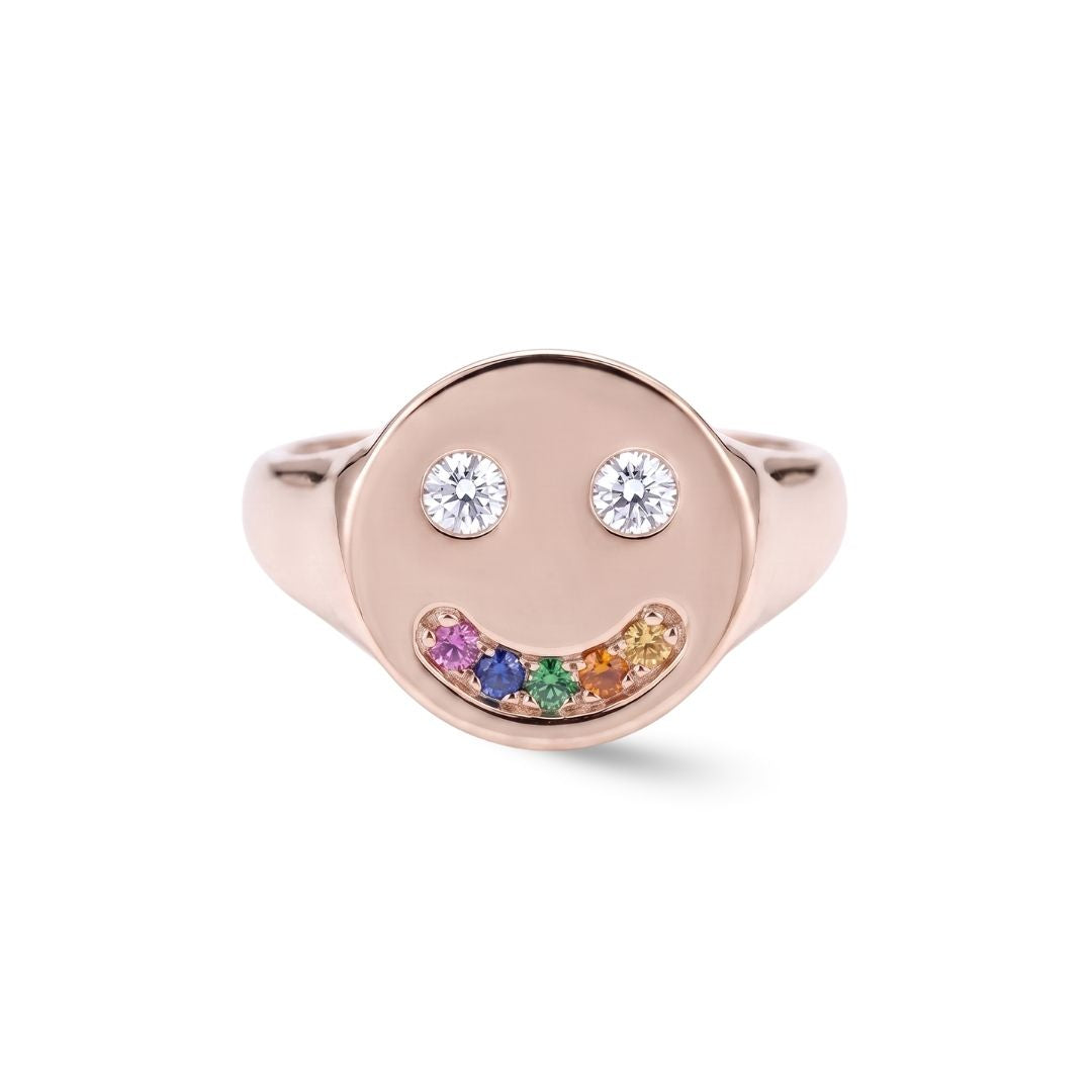 Smiley Diamond & Gemstone Ring