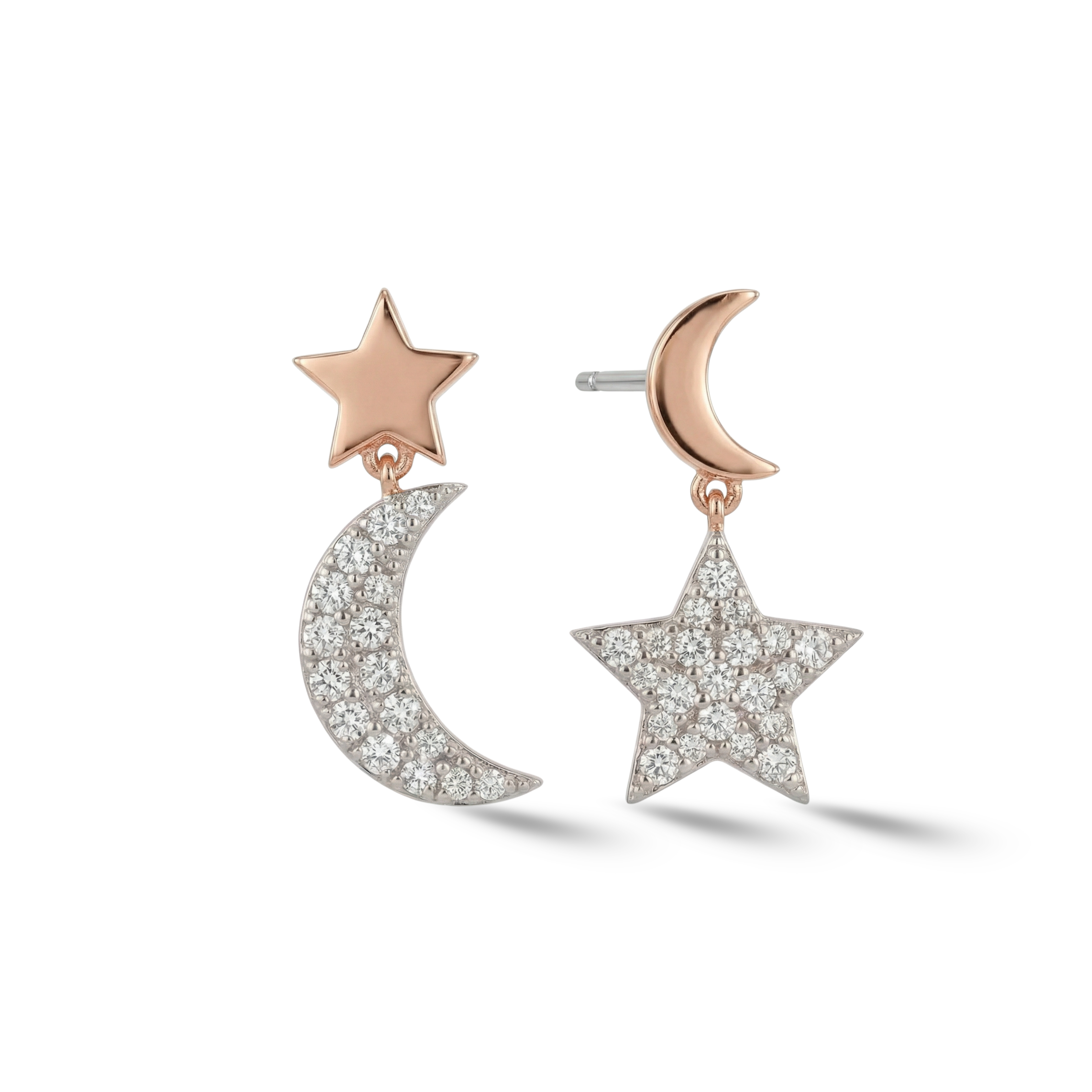 Timeless essentials Star and Moon Mini Dangling Earrings