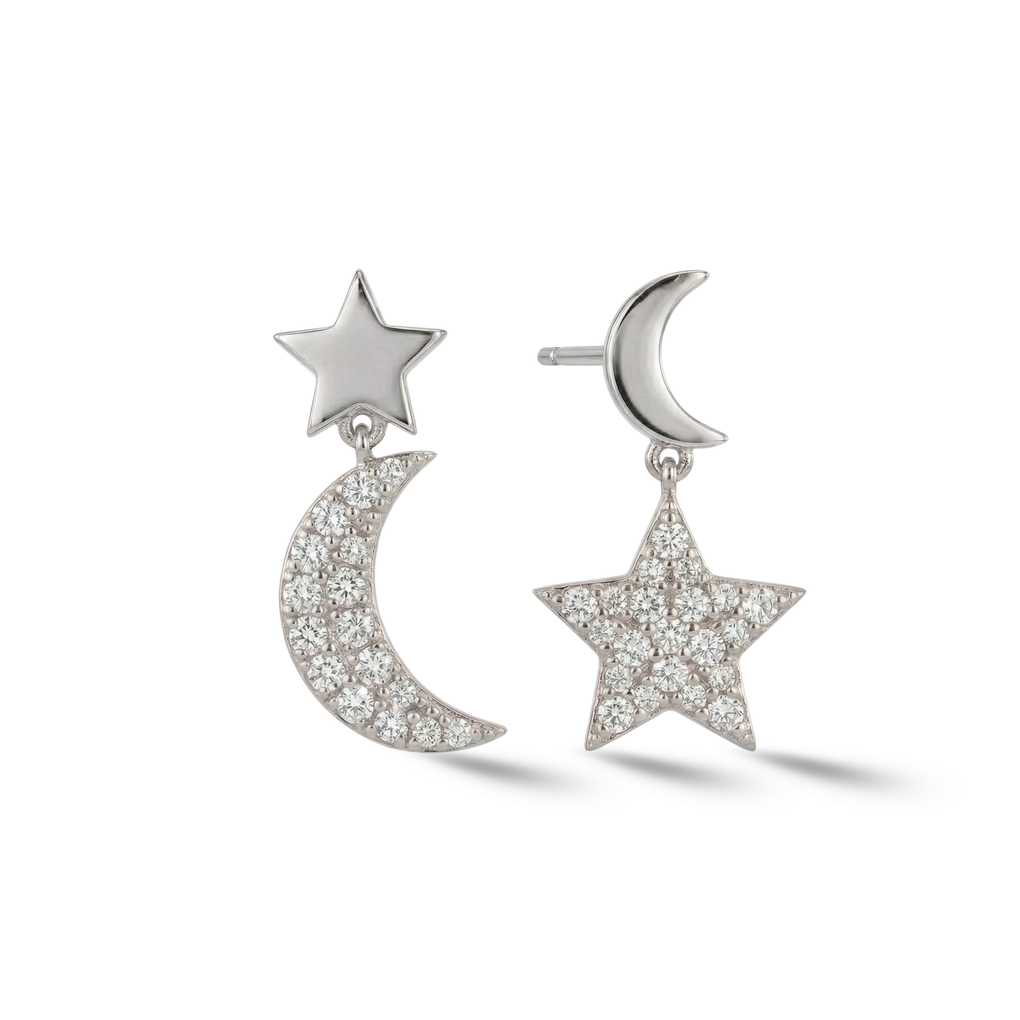 Timeless essentials Star and Moon Mini Dangling Earrings