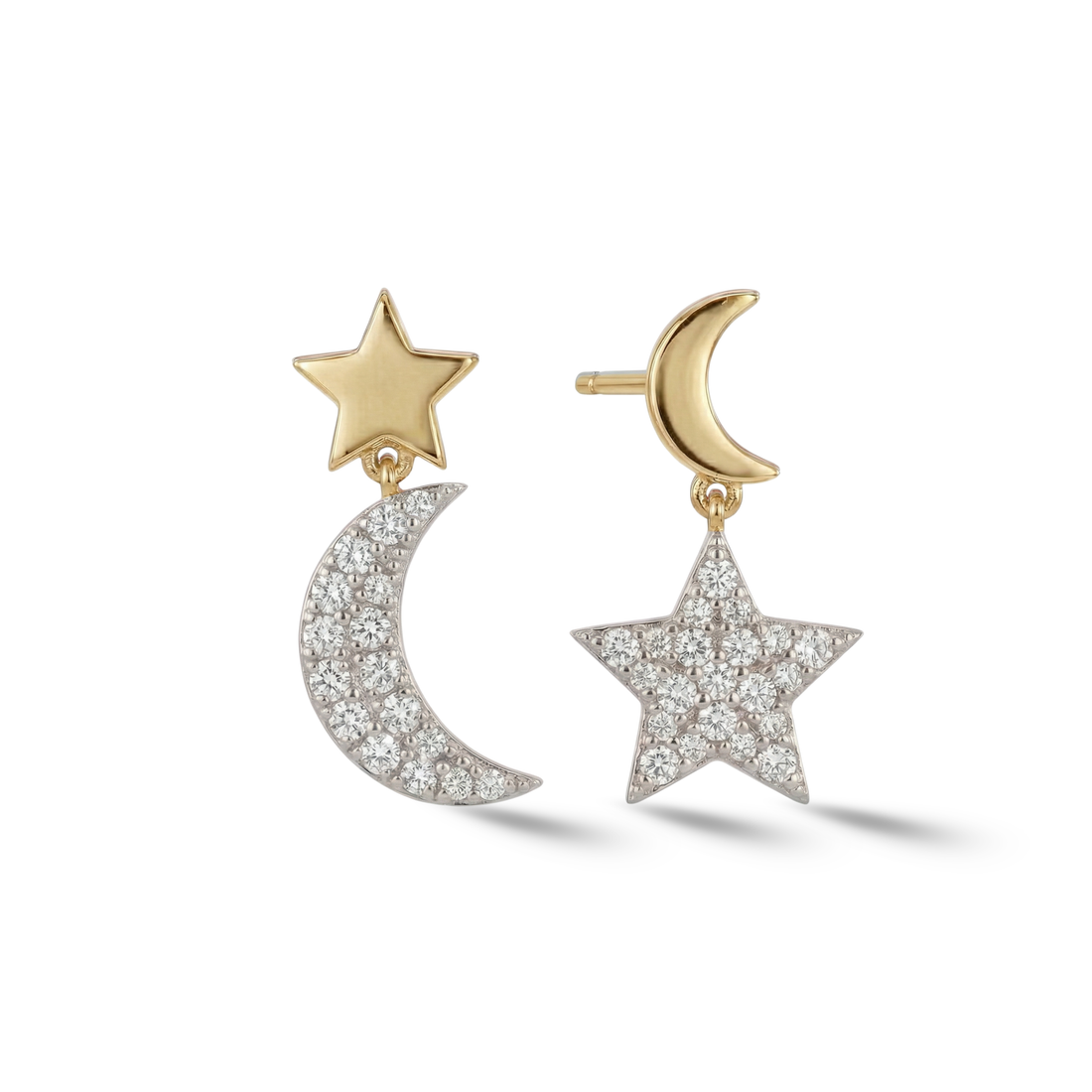 Timeless essentials Star and Moon Mini Dangling Earrings
