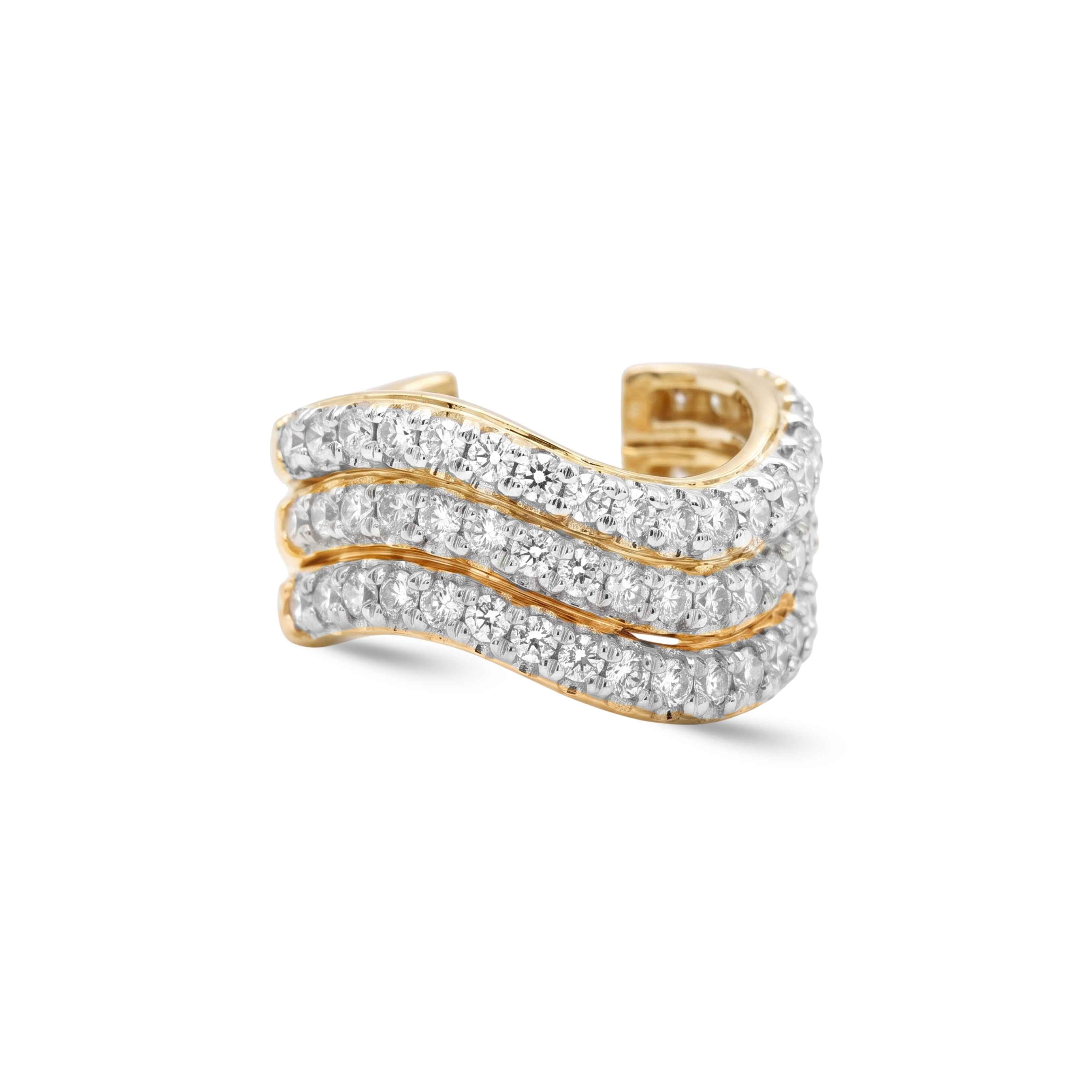 Trio Waves Diamond Earcuff