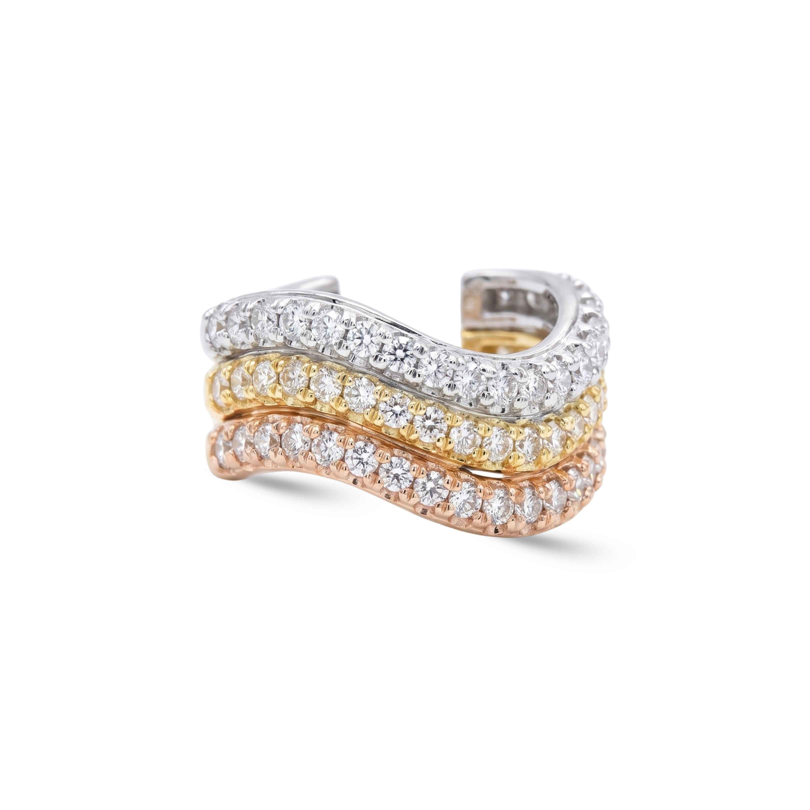 Trio Waves Diamond Earcuff