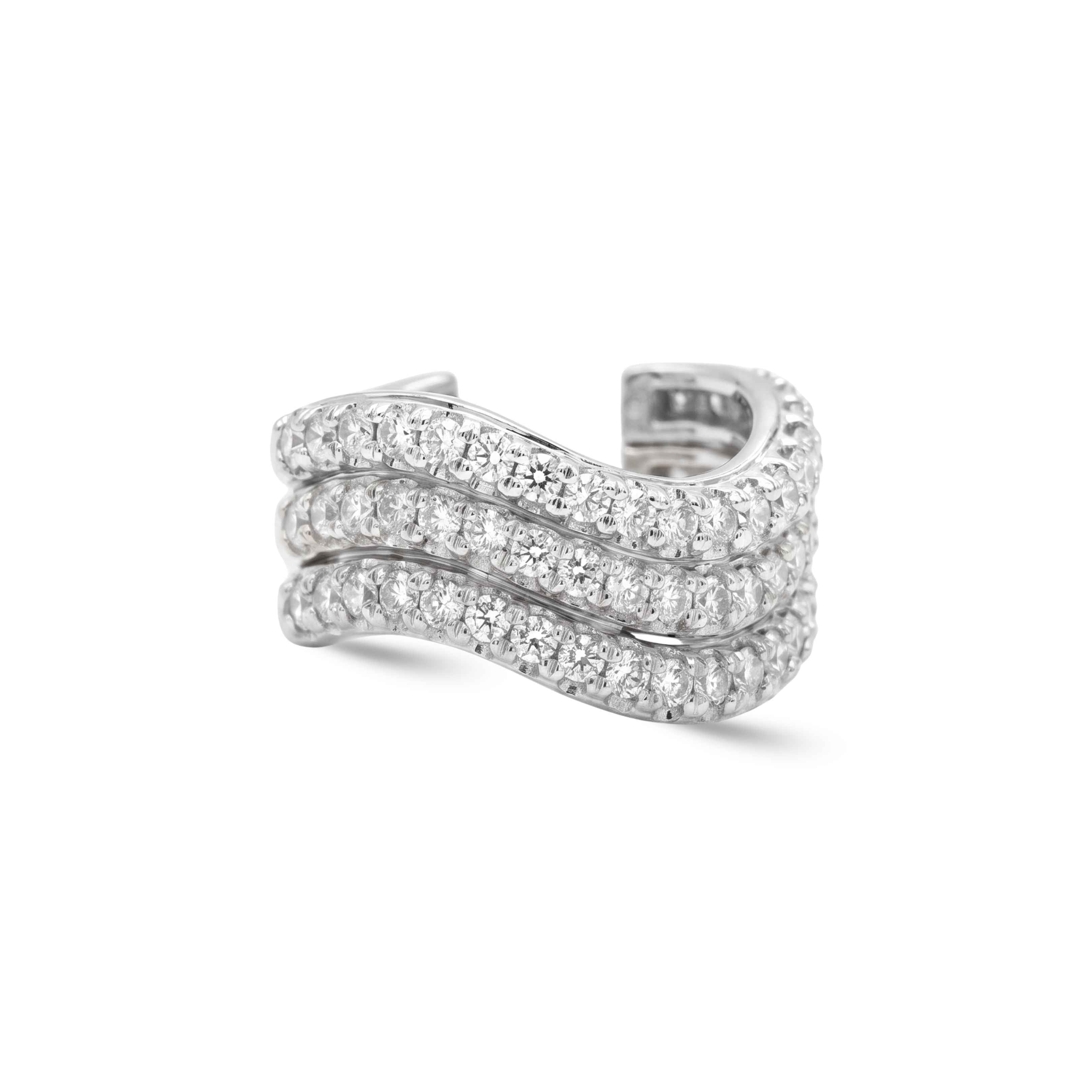 Trio Waves Diamond Earcuff