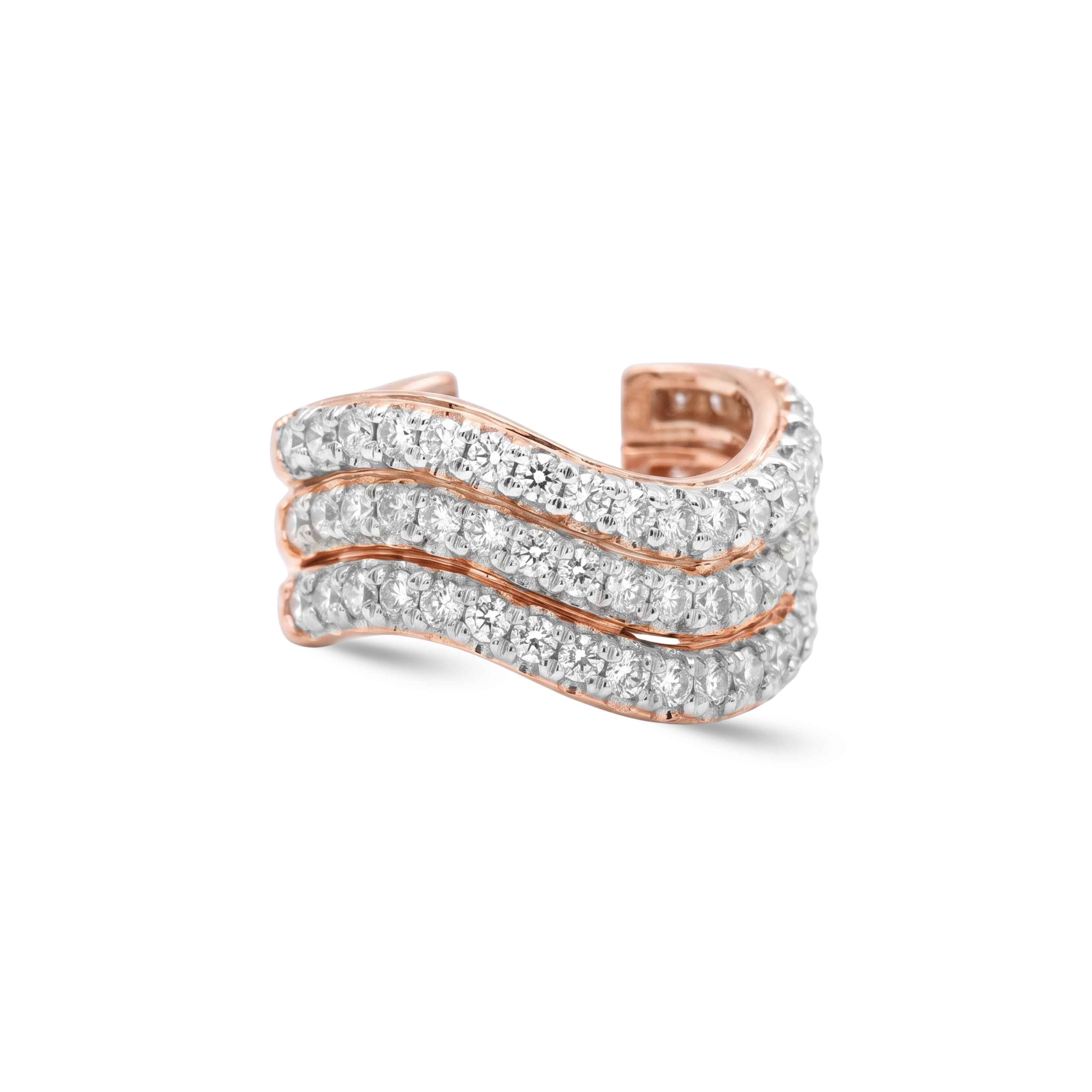 Trio Waves Diamond Earcuff