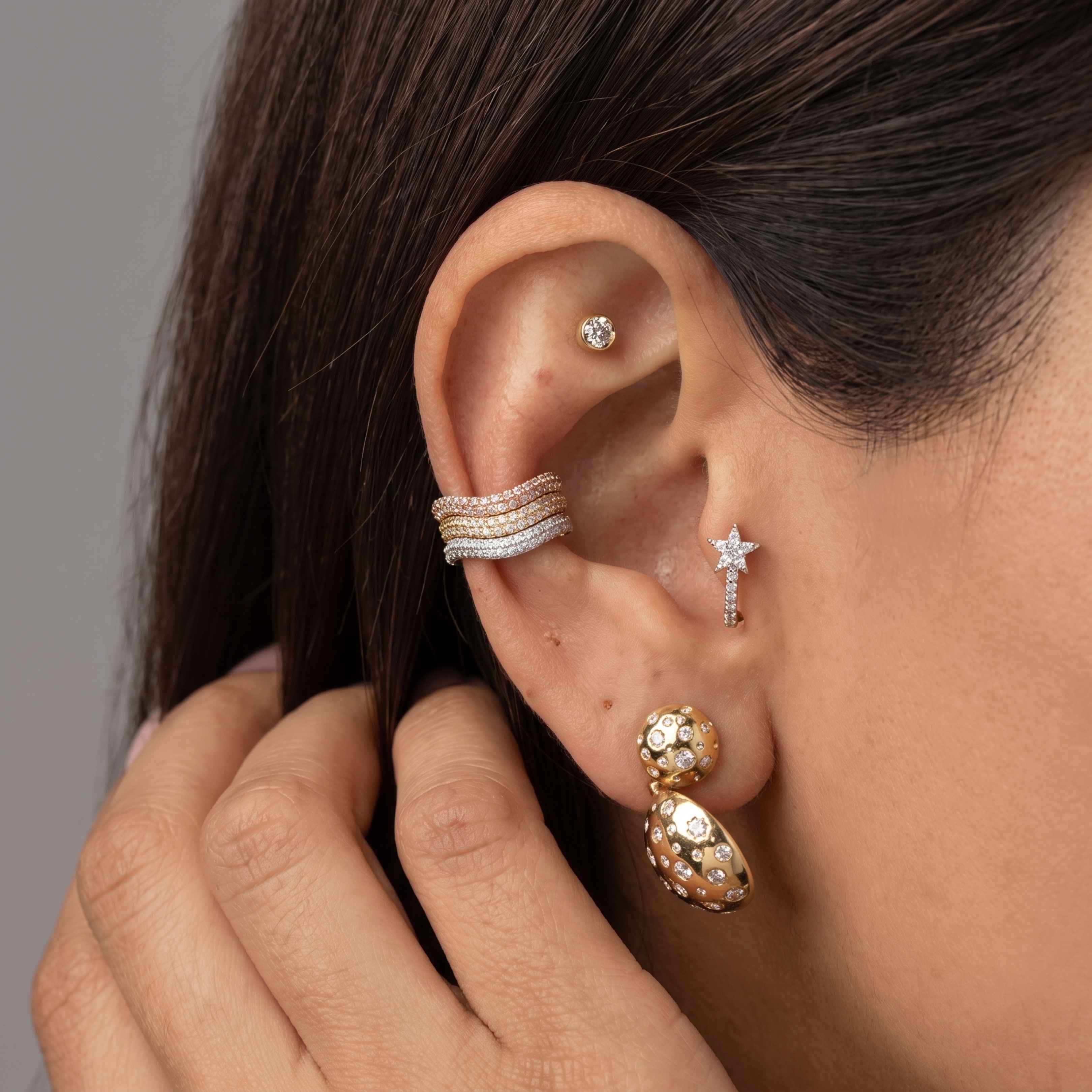 Trio Waves Diamond Earcuff