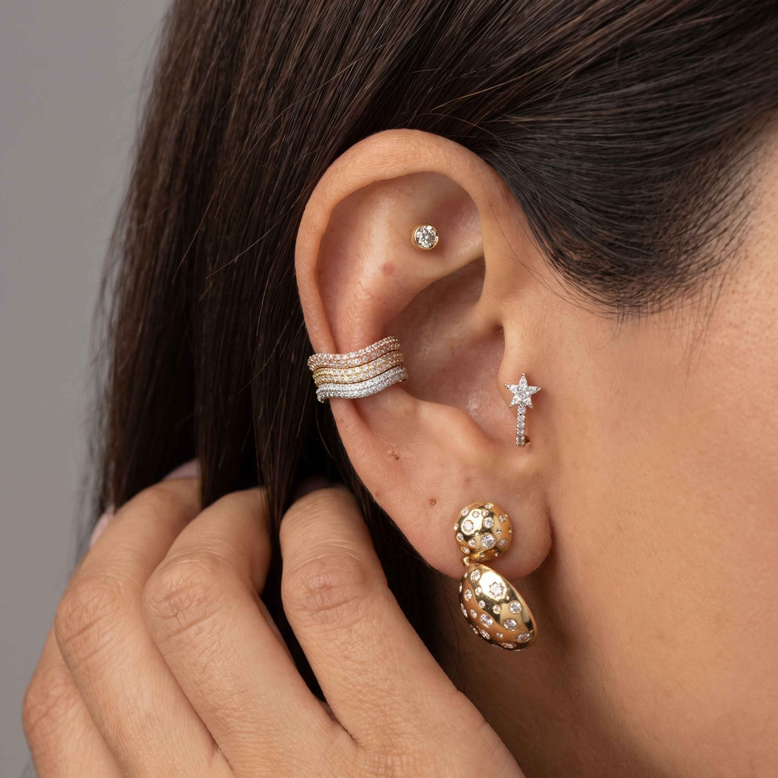 Trio Waves Diamond Earcuff
