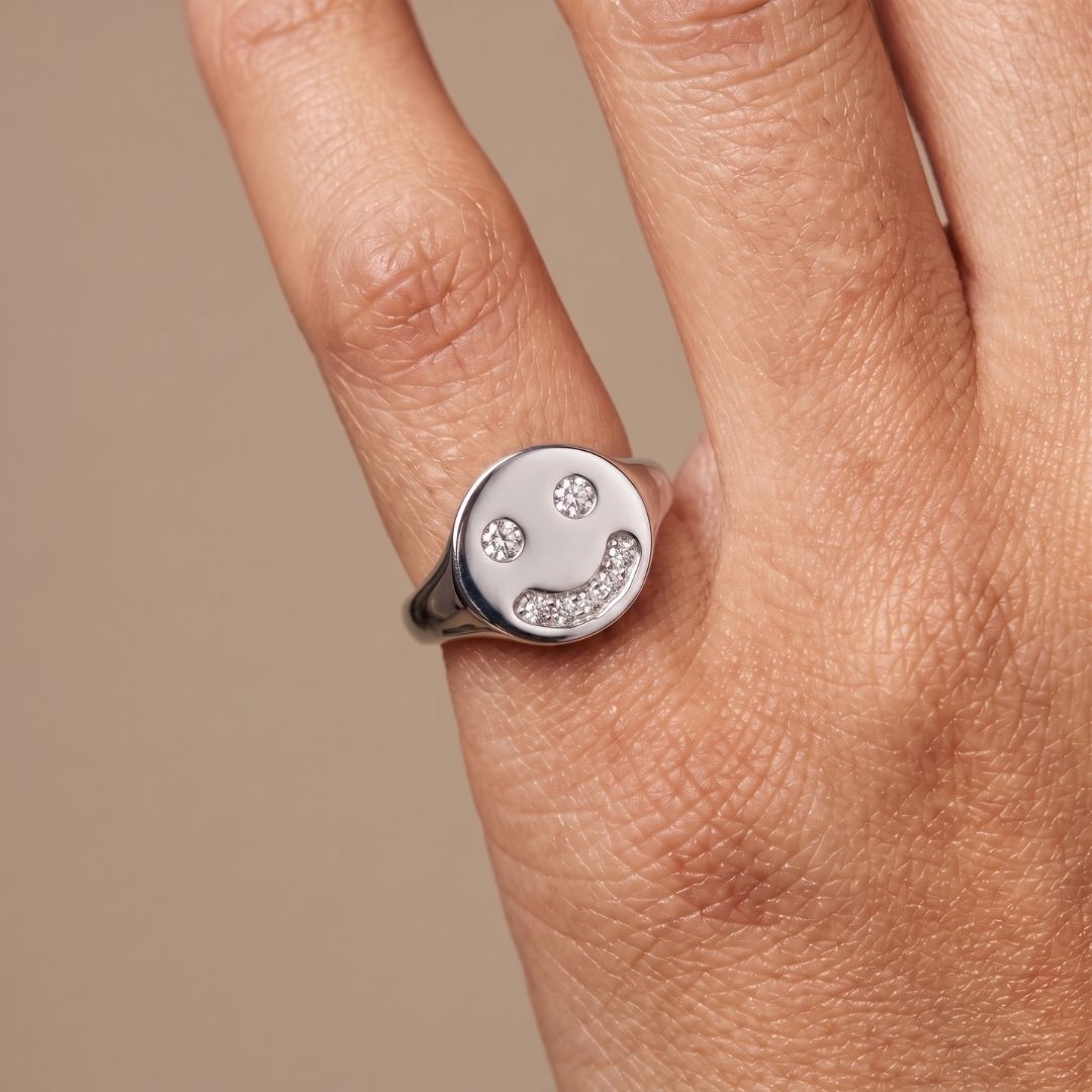 Smiley Diamond & Gemstone Ring
