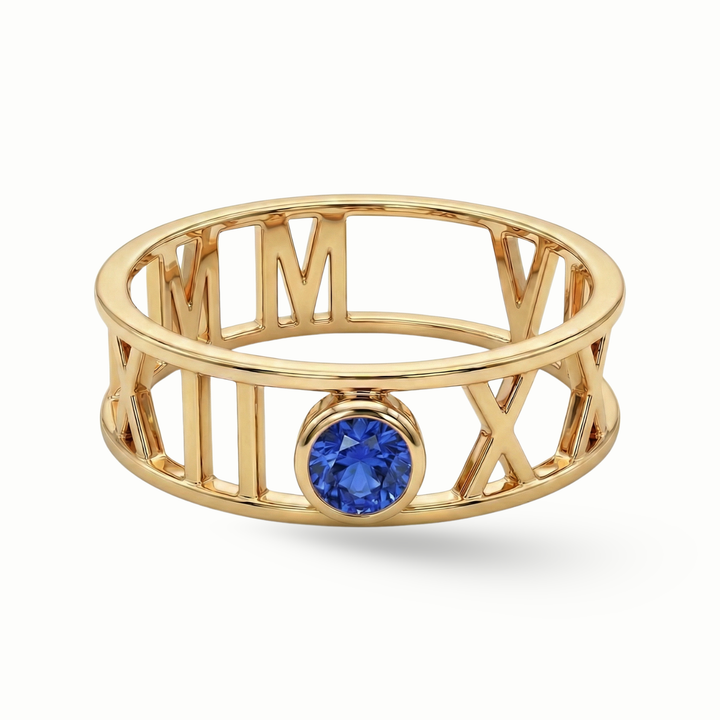 Zeeana Roman Number Date Ring