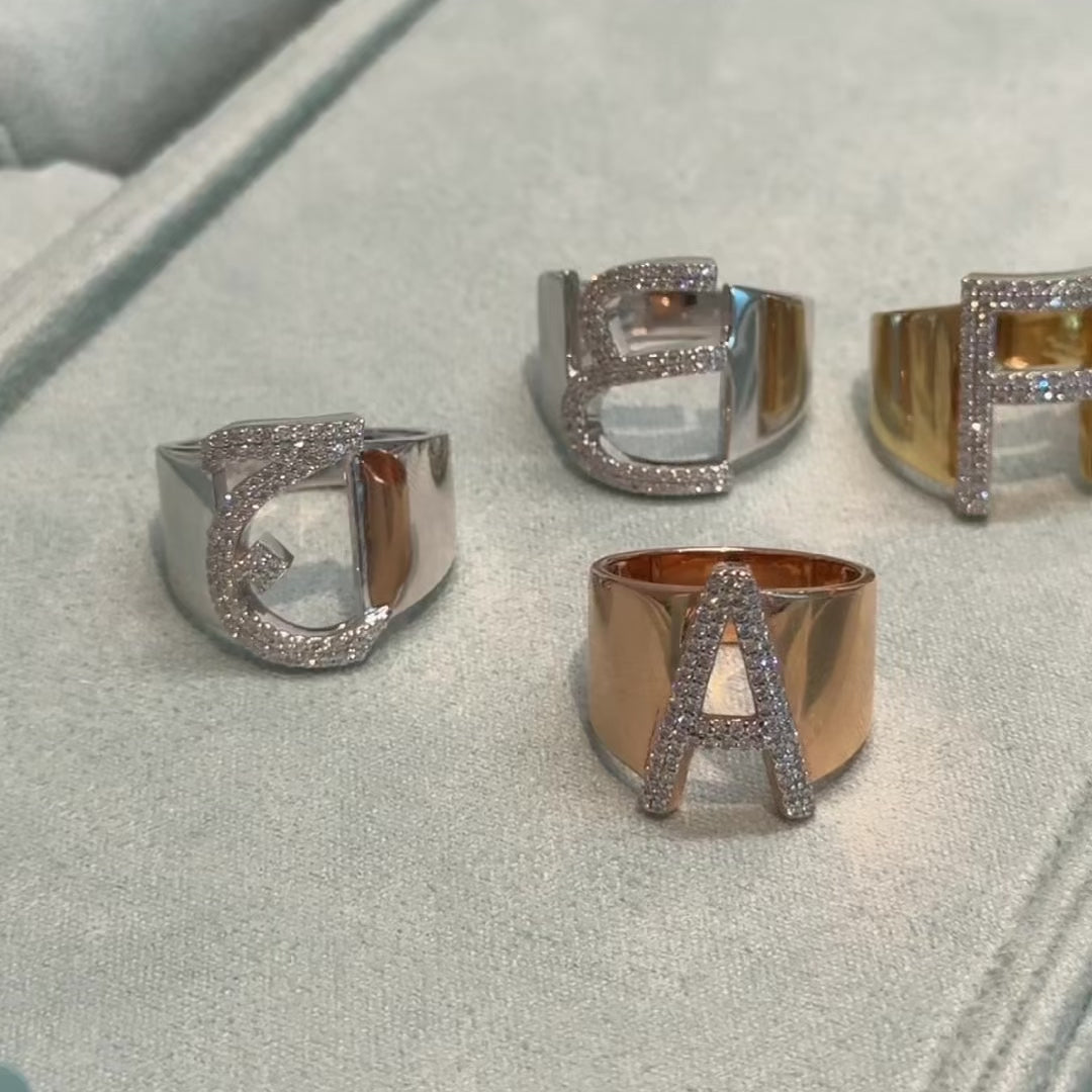 Zeeana Icon Initial Ring
