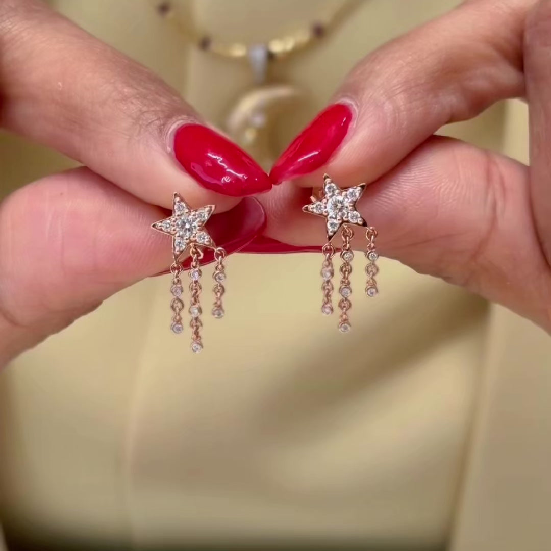 Star Drops Diamond Earrings