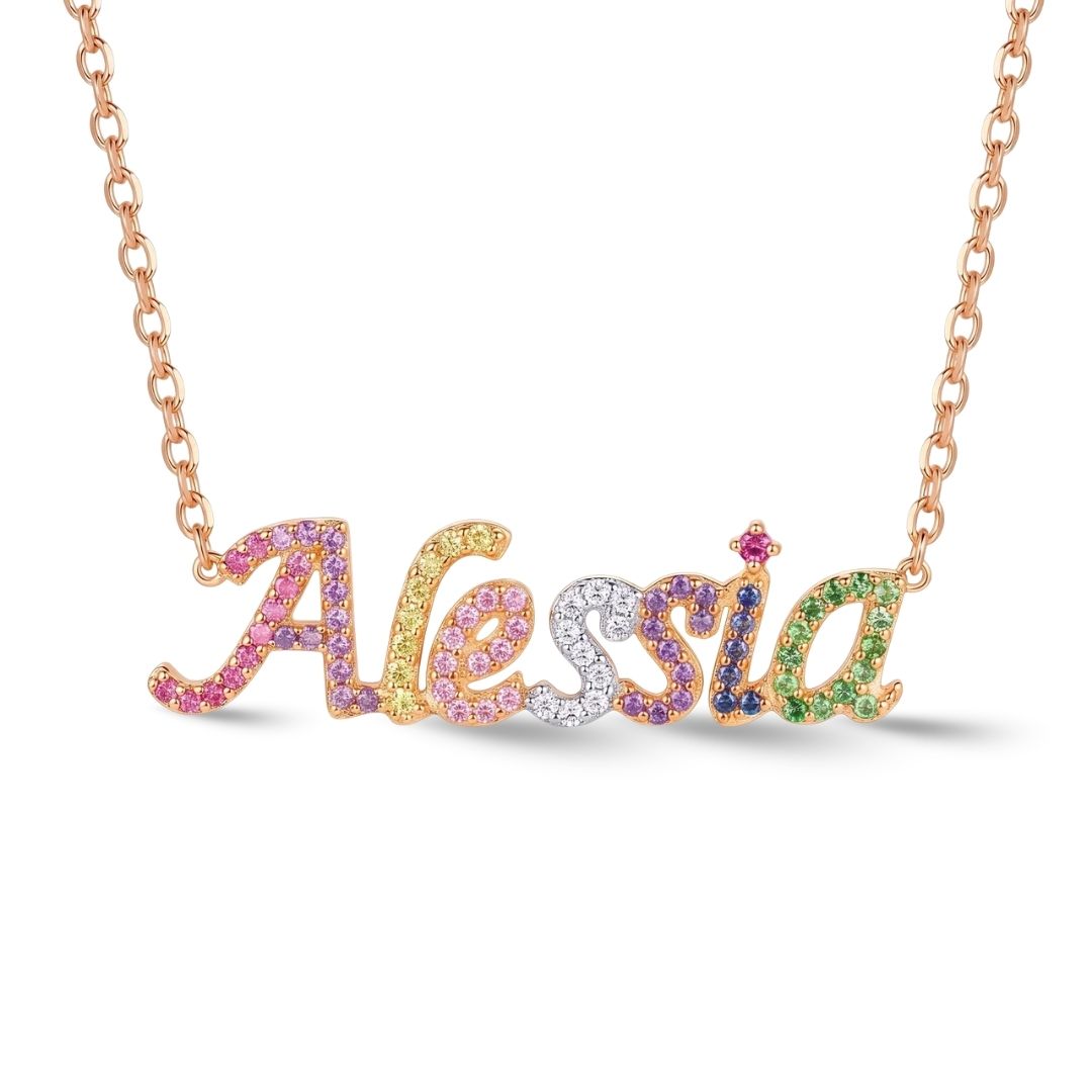 Zeeana Rainbow Multicolor Name Necklace