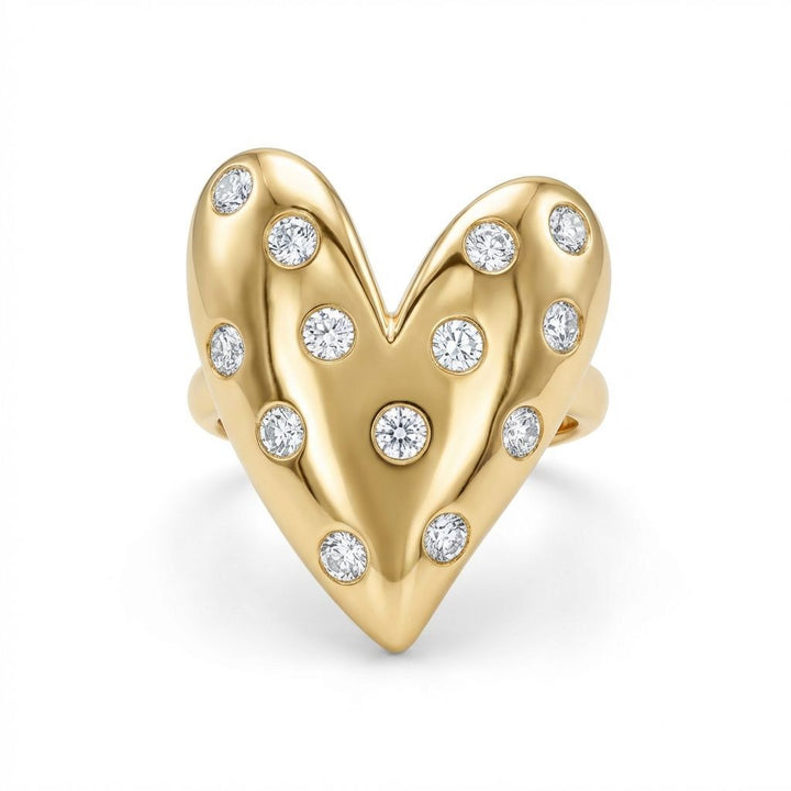 The Ultimate Indulgence 18K gold heart diamond statement ring with 0.70 carat diamonds available in yellow gold, rose gold and white gold