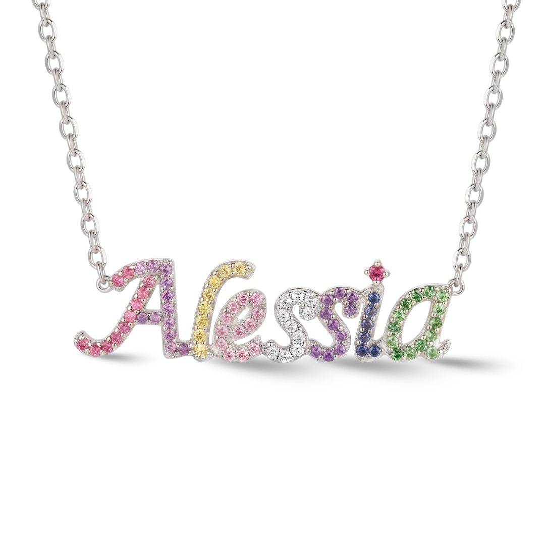Zeeana Rainbow Multicolor Name Necklace