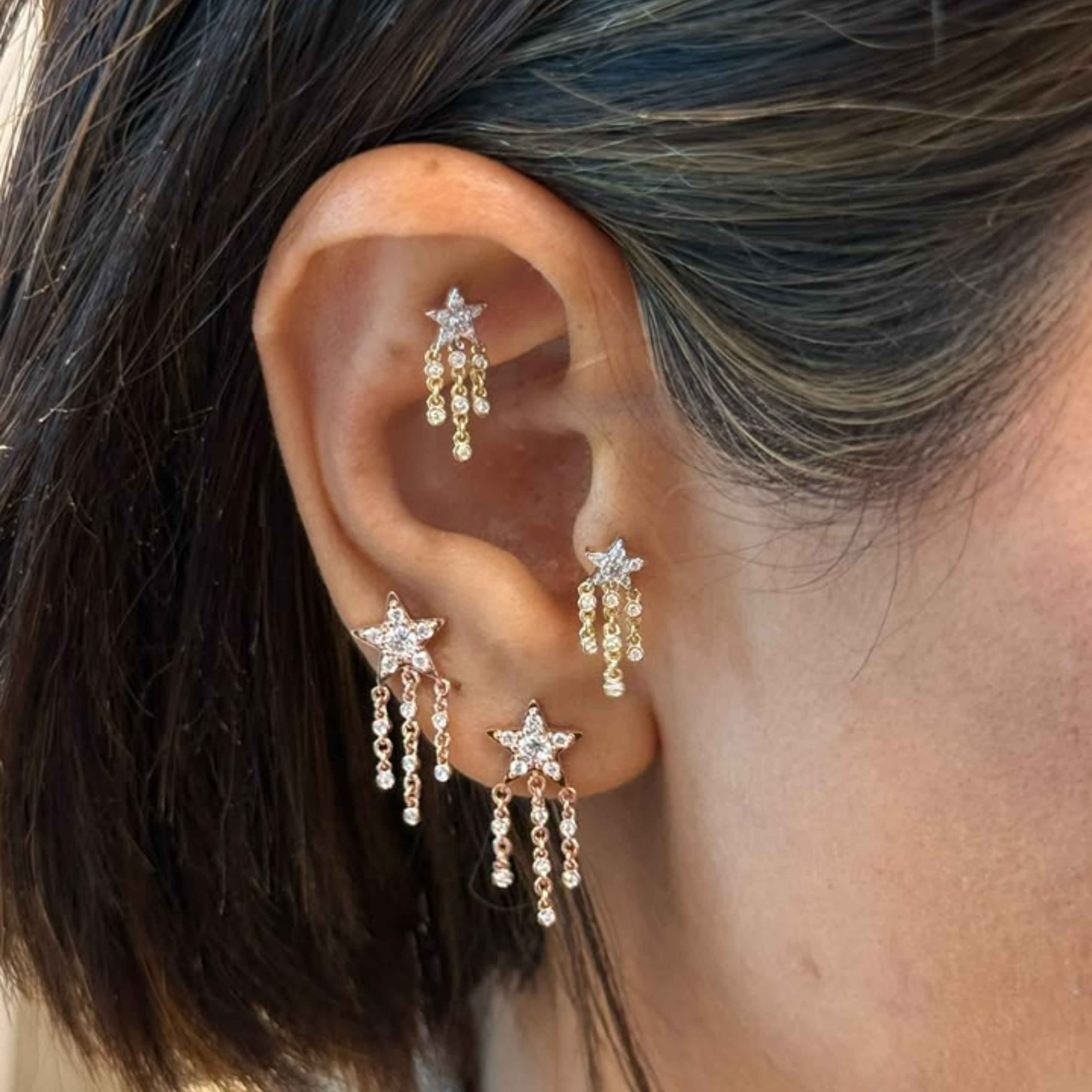 Star Drops Diamond Earrings