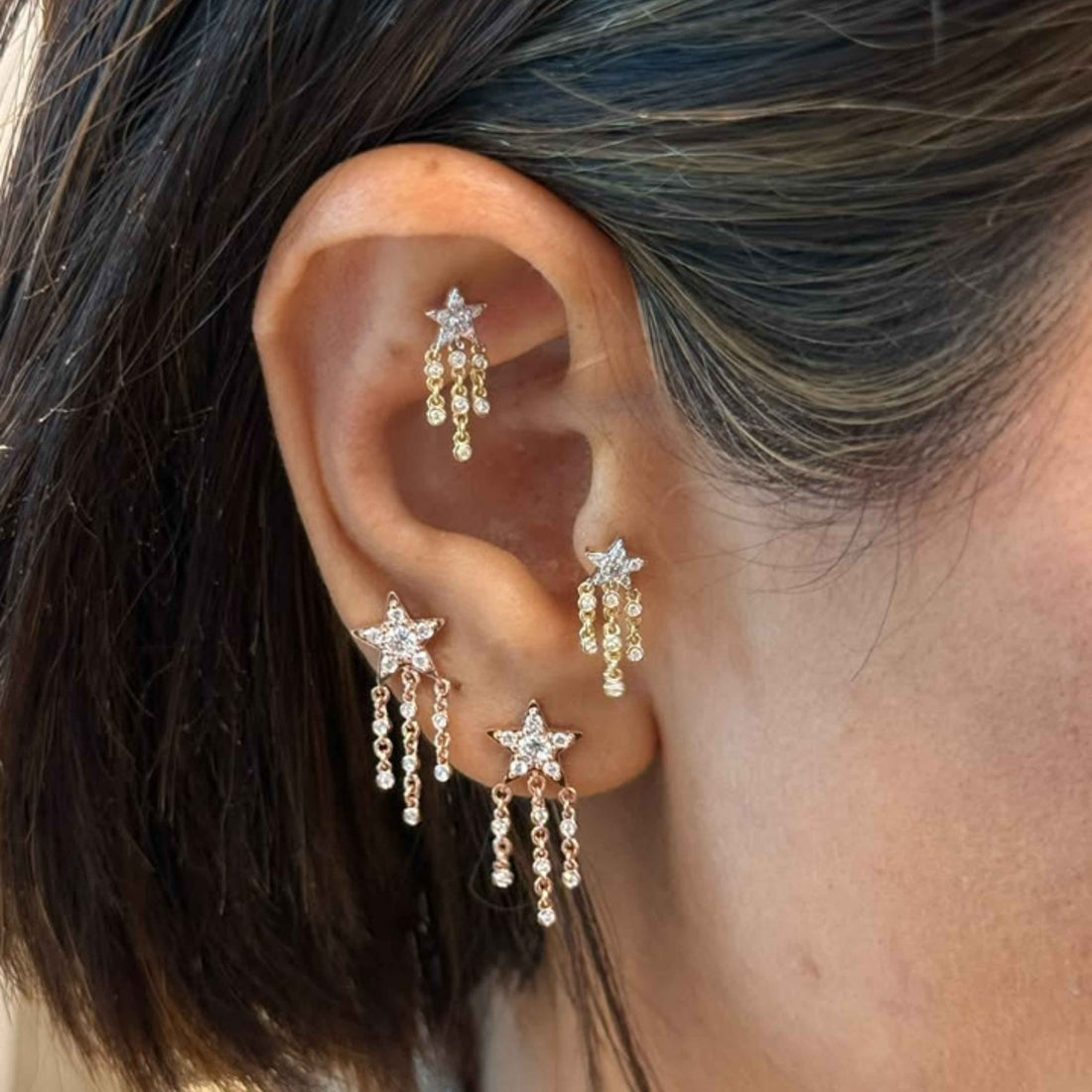 Star Drops Diamond Earrings