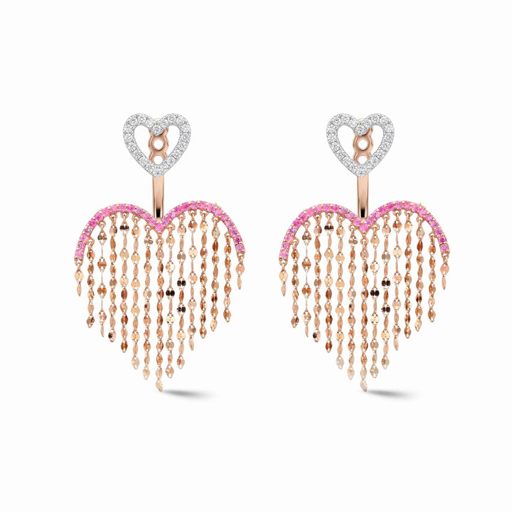 Heartstring Pink Sapphire Earrings by Piece of You – view 2