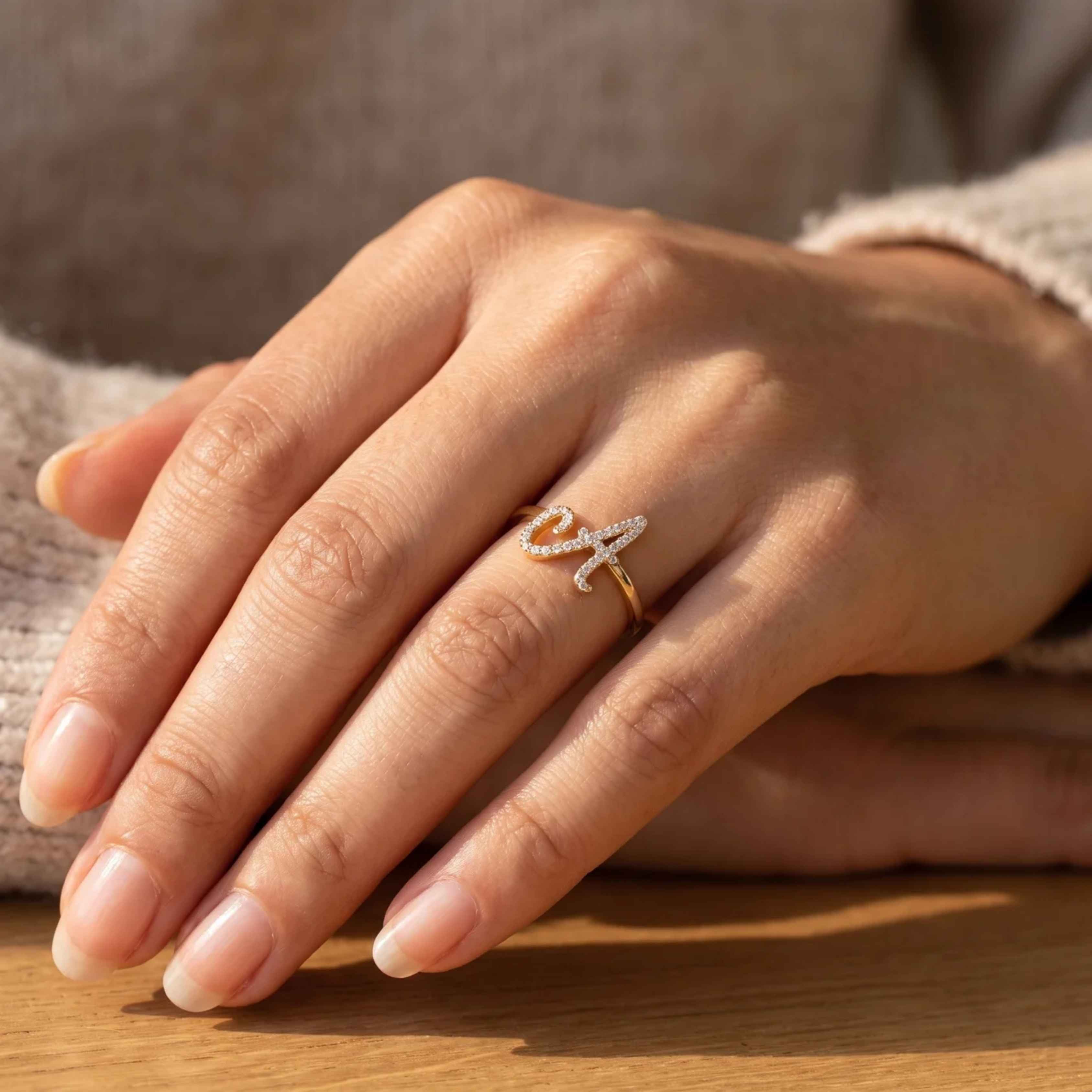 Dainty Diamond Initial Ring by Piece of You – view 4