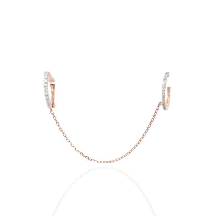 Timeless essentials Large Diamond Huggies with Chain