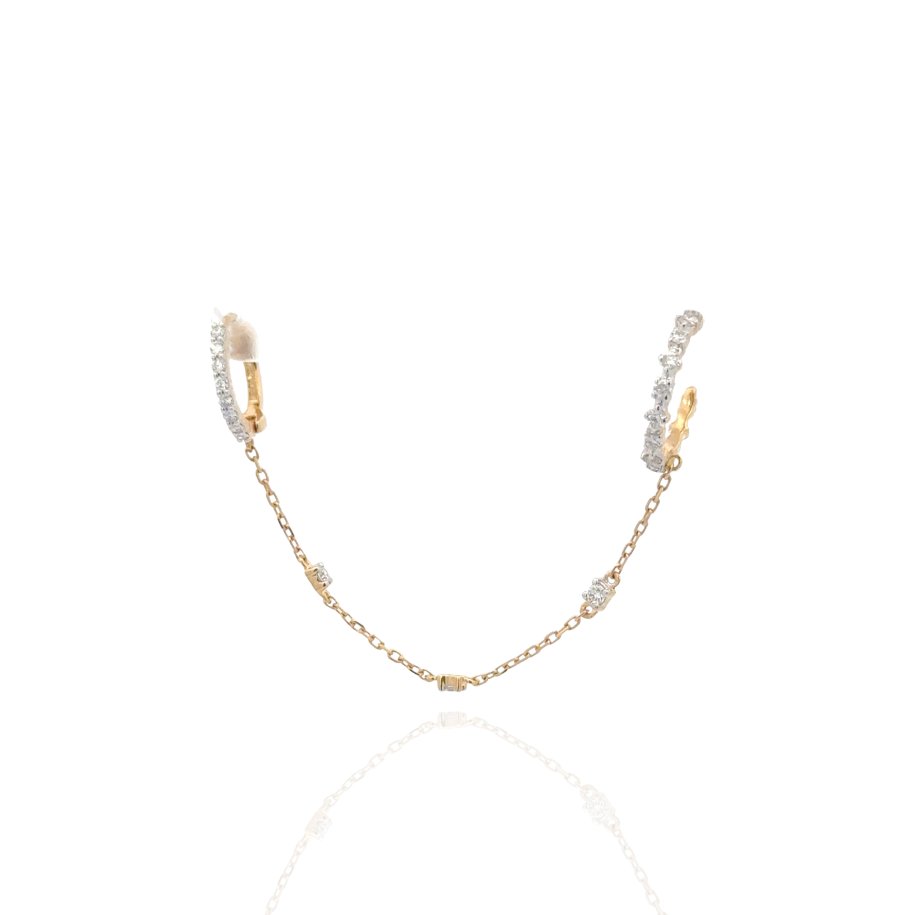 Timeless essentials Large Diamond Huggies with Chain